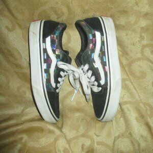 Vans Kids Shoes Old Skool Skater Sneakers Size 2 Iridescent Checkerboard